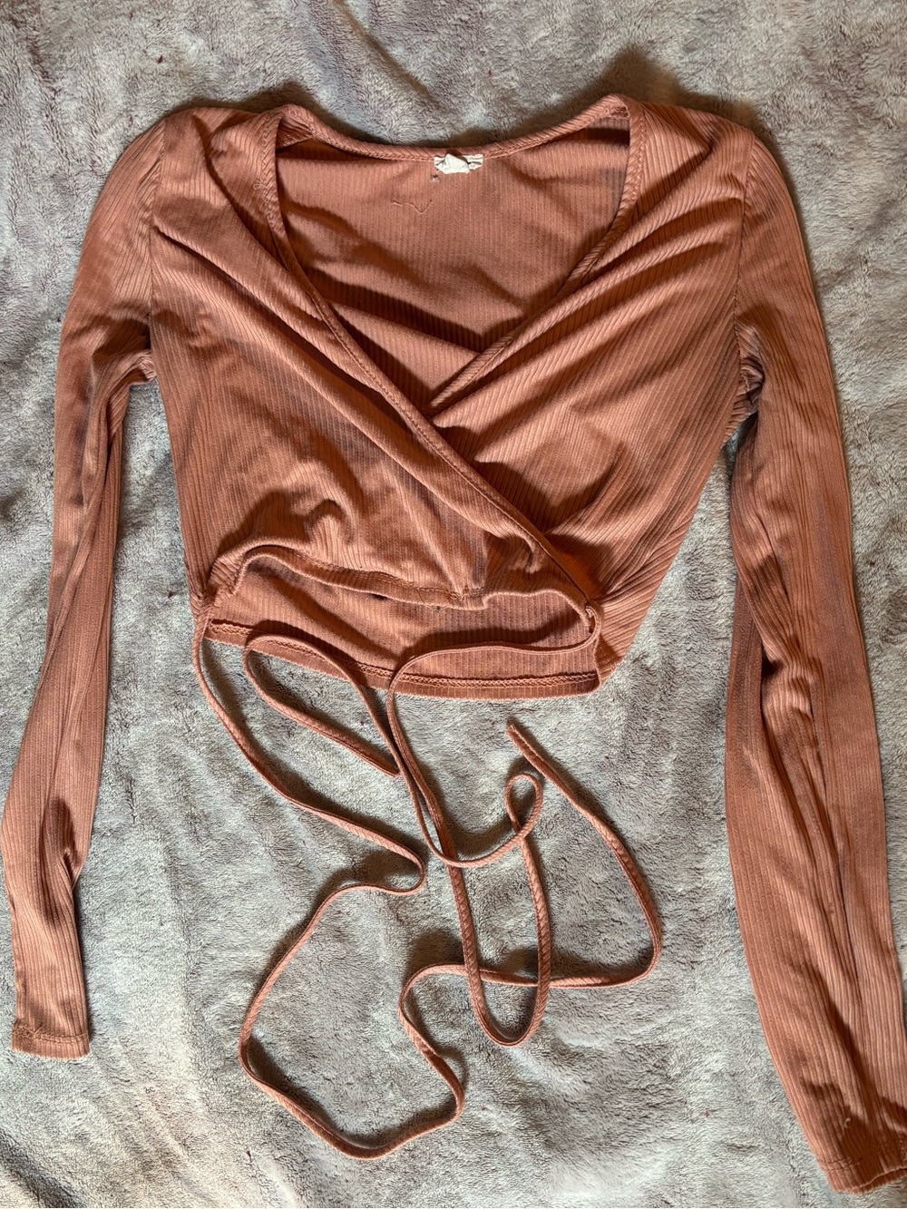 garage coral pink wrap crop top